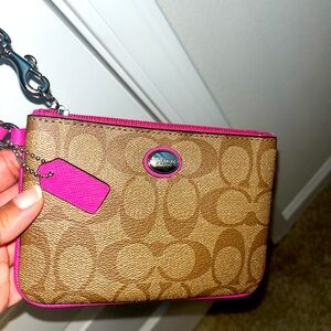 Small Pink Coach Wristlet